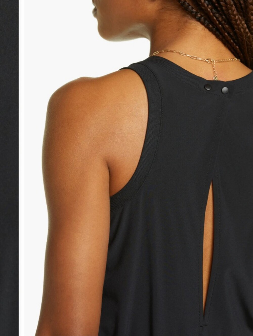 Zella OSR Pursuit Sleeveless Crop Jumpsuit Keyhole and Snap Detail - Black